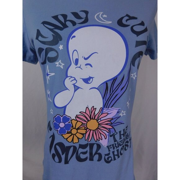 Casper the Friendly Ghost M Tee Scary Cute Halloween Shirt Blue Retro - Picture 7 of 12